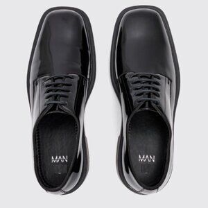 Boohoo man Faux Leather Derby Shoes In Black